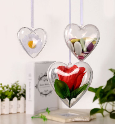 High-Permeability Food Grade Environmental Protection Material Transparent Plastic Heart-Shaped Christmas Ball Plastic Ball Christmas Supplies Decorations