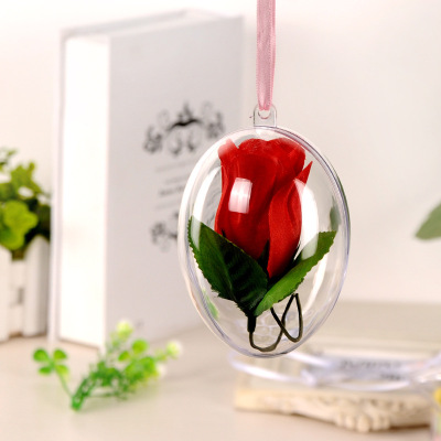 In Stock Direct Selling Food Grade PS Material Transparent Christmas Ball Egg Shape Plastic Ball Decorative Open and Close Hollow Ball