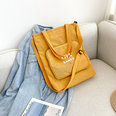 Canvas Handbag Women's Bag New Ins Super Popular Little Daisy Shoulder Messenger Bag Casual Versatile Small Square Bag Fashion