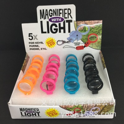 Bw09 Portable Magnifying Glass with Light 5 Times Plastic Color Mini Mobile Phone Lanyard Magnifying Glass