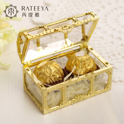 European-Style Mini Treasure Box PS Plastic Wedding Candies Box Gold Gift Box Candy Box Wedding Creative Gift Box Storage Box