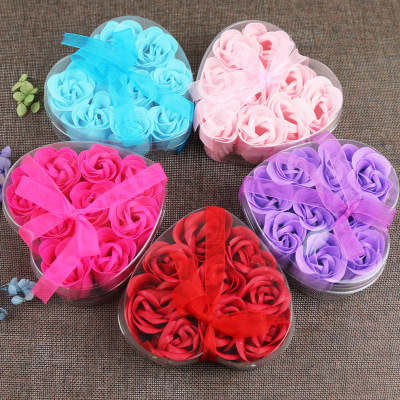 9 Roses Soap Flower PVC Gift Box Gift Practical Valentine's Day Creative Activity Small Gift Artificial Flower Wholesale