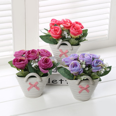 Cross-Border Special for Ceramic Simulation Plant Living Room Bonsai Plant Creative Decoration Simulation Flower Valentine's Day Gift Customization