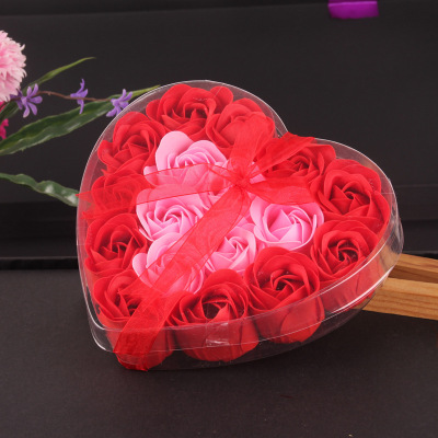 Wholesale 18 Flowers Heart-Shaped Ribbon Valentine's Day Creative Soap Rose Gift Box Wedding Gifts Soap Promotional Gifts