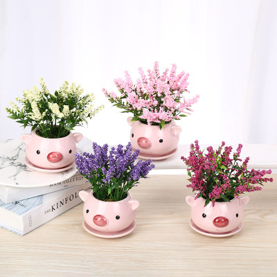 Creative New Office Fresh Floral Potted Simulation Fake Flower and Greenery Domestic Ornaments Factory Wholesale