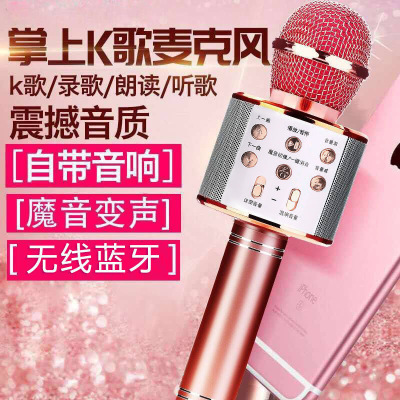 Microphone Integrated Audio Mobile Phone Singing Live Karaoke Gadgets Wireless Bluetooth Handheld KTV Microphone