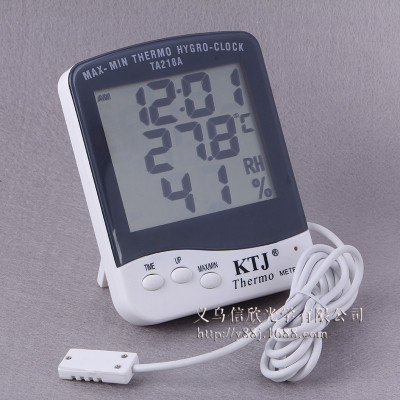 Factory Direct Sales Household Temperature Hygrometer with Probe Large Screen Electronic Thermometer with Clock Large Ta218a