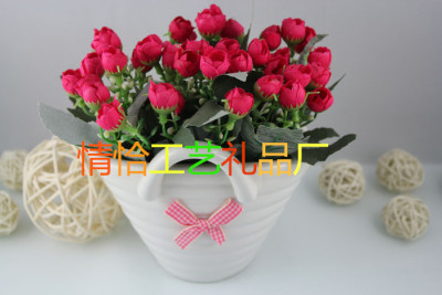 Wholesale Large Hanging Basket Rice Buds Small Bonsai Decorations Living Room Desk Decoration Flowers Artificial Flowers