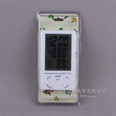 Large Screen Household Thermometer Hygrometer with Clock Electronic Thermometer Ta308 Factory Direct Sales Wholesale