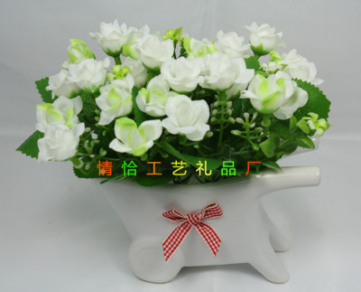 Small Trolley Small Curling Rose Artificial Flower Living Room Desktop Decoration Fake Flower Love Art Qixi Gift Wholesale