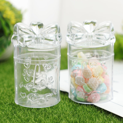 Creative Food Packaging Box Cartoon Bow Transparent Plastic Candy Box Wedding Candies Box Gift Wedding Gift Box