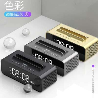 Phantom V06 Home Bluetooth Audio Mobile Phone Bracket Led Mirror Alarm Clock HiFi Sound Quality DoubleTrumpet Speaker