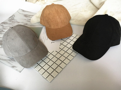 Korean Style Solid Suede Hip Hop Curved Brim Baseball Hat Korean Style Men and Women All-Matching Sun-Poof Peaked Cap Summer