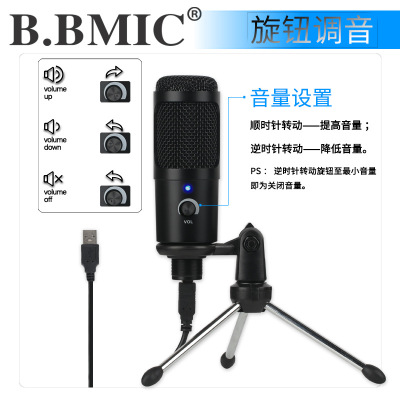 192khz24bit High Sampling Rate USB Desktop Microphone Computer Live Broadcast Condenser Mic Game Voice Microphone