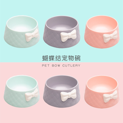 Round Shape PP Plastic Pet Bowl Bow cutlery for dog and cat 