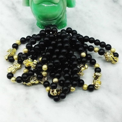 Black Agate Gold Pi Xiu Bracelet +10/Batch Two Yuan Store Yiwu Gifts 2 Yuan Yiwu Stall Gifts
