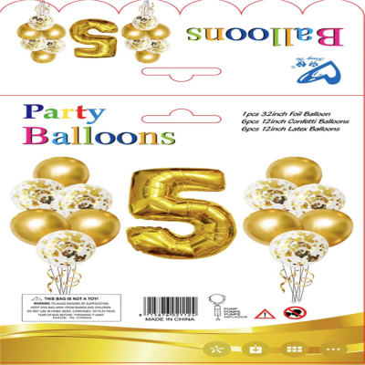 Factory Direct Sales 32-Inch Digital Aluminum Balloon plus Pearl Set Thickened Metal Sequins Rubber Balloons Set