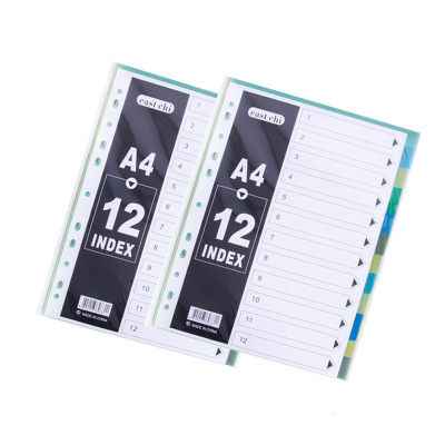 Factory Wholesale 11-Hole Color without Number 12 Pages Index Page A4 Classification Page Loose-Leaf Pp Partition Page