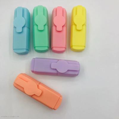 Mini Highlighter Cartoon Cute Korean Candy Color Bag 6 Stroke Key Marker Coloring Pen