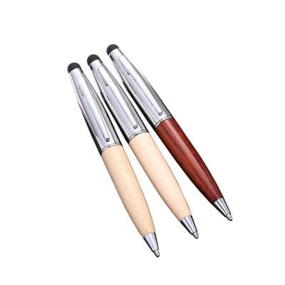 Creative Wooden Pen Customized Enterprise Logo Touch Screen Ballpoint Pen Business Office Red Wood Pen Fashion Capacitor Wooden Pen