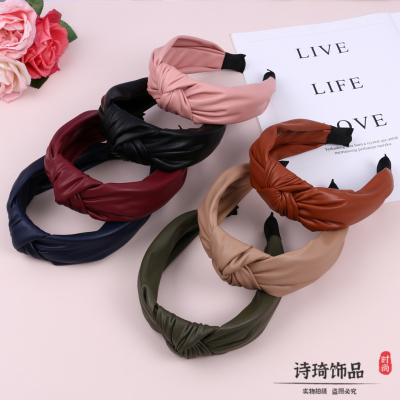 Autumn and Winter Hair Accessories Flannel Fabric Solid Color Simple Hairband Headband Adult Sweet Headband Factory Spot Direct Sales
