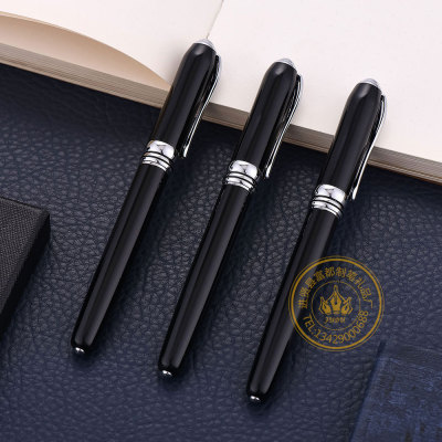 Factory Customized Black Signature Pen Metal Gift Pen Water-Based Roller Pen Creative Advertising Marker Customizable Logo