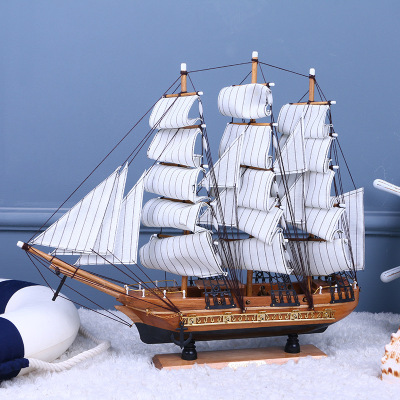 Sailboat Simulation Model Home Decoration Assembly Decorative Crafts Wood Color Black with Side Boat Wholesale