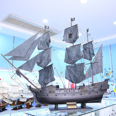 Black Pearl Sailiboat Model Wooden Craftwork Pirate Ship Home Cafe Ornament handcrafts Wholesale