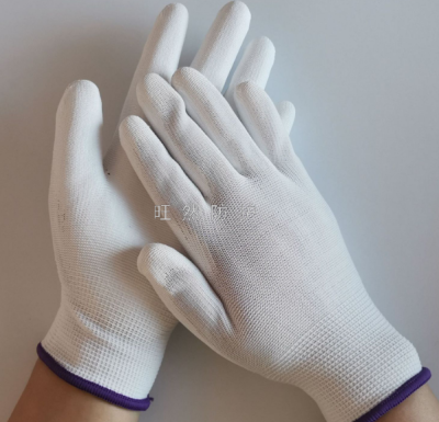 13-Pin White Coating Coated Pu Coated Palm Gloves Coated Gloves