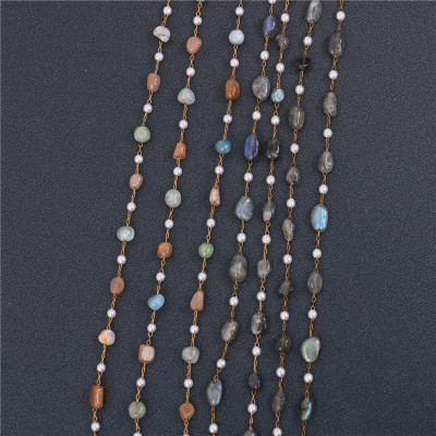 Xingbo Jewelry Chain Accessories Colorful Natural Stone Beaded Chain DIY Earrings Bracelet Anklet Materials Accessories