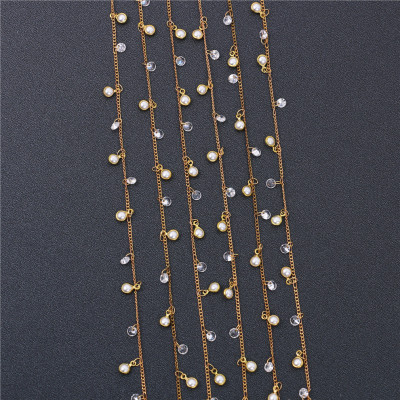 xing bo Pearl Rhinestone-Encrusted Jewelry Chain DIY Handmade Earrings Bracelet Anklets Materials Accessories