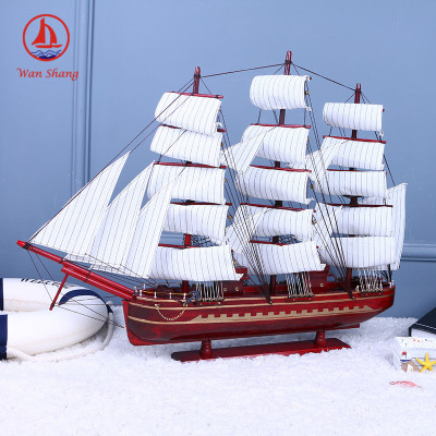 Office Mediterranean Style Pure Hand Worker 80cm Wooden Sailboat Model Decoration Shipment Crafts Decorations Wholesale
