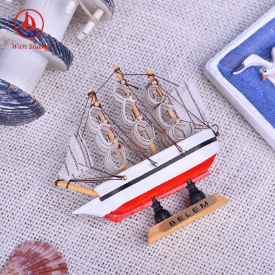 Simulation Boat Hand Painting Small Sailboat Desk Ornaments Boat Log Crafts 12*2.8*11 Decoration Wholesale