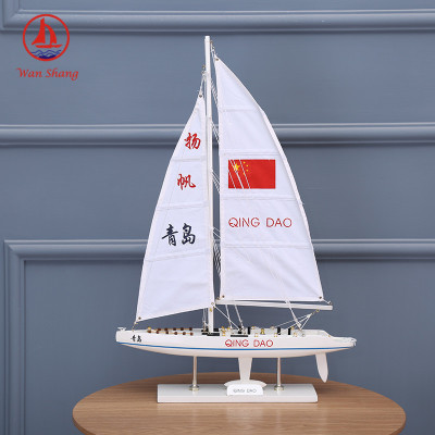 Single-Mast Sailing Boat Qingdao Sail Racing Boat Office Living Room Decoration White Crafts Sailboat Decoration Wholesale