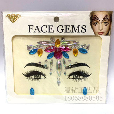 Party Festival Face Pasters Acrylic-Based Resin Face Stickers DIY Makeup Face Stickers Ghost Festival Face Diamond Sticker