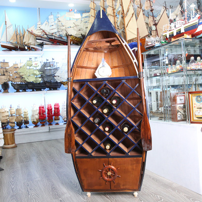 Creative Wooden Wine Cabinet Ship Type Handmade Marine Theme Antique Bar Decorative Crafts Decoration Wholesale