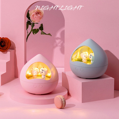 Boshang New Rotating Music Light Romantic Girl Dream Children Starry Night Light Music Box Creative Gift Customization