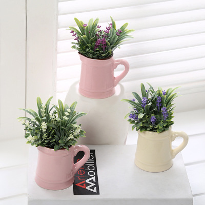 Creative Lavender Simulation Plant Indoor Table Decoration Plant Pot Factory Valentine's Day Gift Customization
