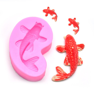 DIY Baking Carp Goldfish Modeling Cake Decoration Clay Epoxy Fondant Silicone Mold