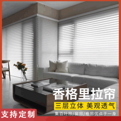 Triple Shade Shading Environmental Protection Office Bedroom Soft Gauze Curtain Hand Pull Lifting Louver Curtain Manufacturer