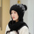 Hat Female Winter Woolen Hat Fleece Lined Padded Warm Keeping Knitted Hat Student Windproof Cycling Ear Protection Scarf One-Piece Hat