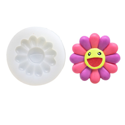 DIY Baking Tool Circular SUNFLOWER Fondant Cake Decoration Chocolate Ultra-Light Brickearth Silicone Mold