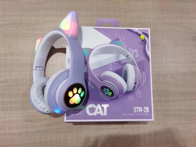 Cartoon Wireless Bluetooth Game Led Cool Colorful Light Cat Ears Long Mark Words High Clear High Quality Headphones