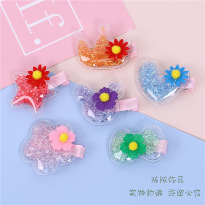 Color Quicksand XINGX Children Barrettes Duckbill Clip Transparent and Cute Edge Clamp Baby Hair Accessories