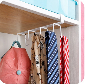 Iron Kitchen Cabinet Bottom Rack Nail-Free Wardrobe Hanger Kitchen Innovative Storage Load-Bearing Hook Rack Hook