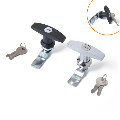 RV Trailer T-Handle Cam Lock/Big Handle Lock/Tool Box Lock/Chassis Cabinet Lock (Black/Bright Chrome)