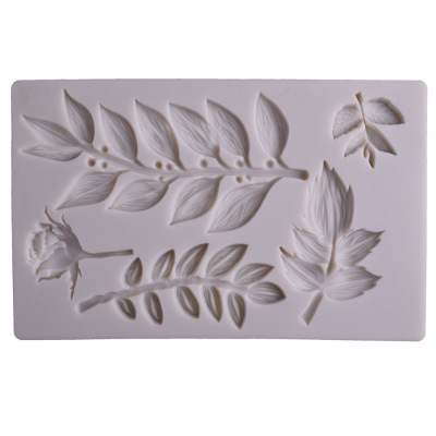 Leaves Rose Flowers Fondant Silicone Mold DIY Leaves Texture Gum Paste Baking Cake Topper