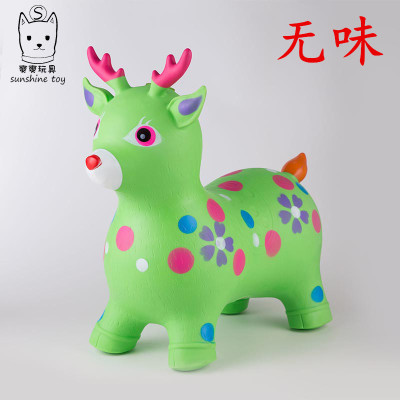 Factory Direct Sales Painted PVC plus-Sized Children's Inflatable Toy Mount Stall Wholesale Thickened Music Jumping Horse