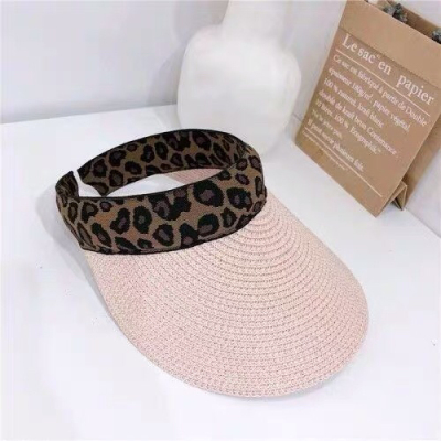 Hat Female Summer Visor Hat All-Matching Sun Hat Korean Fashion Trendy Sun Hat Big Brim Straw Hat Beach Leopard Print