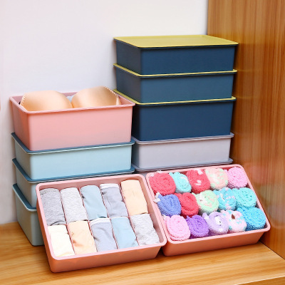 Contrast Color Underwear Underwear Storage Box Household Compartment Covered Bra Socks Dormitory Storage Fantastic Storage Box